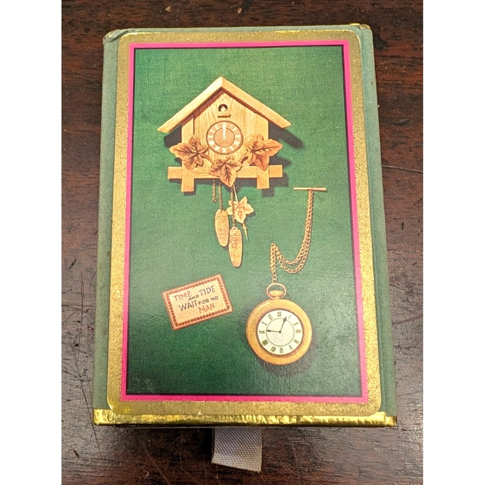Vintage Congress Playing Cards Cuckoo Clock Pocket Watch Gold Edge Deck w/ Box